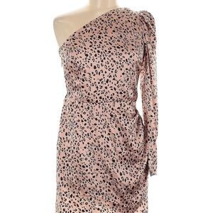Reformation One-Shoulder Dress in Pink Leopard Print